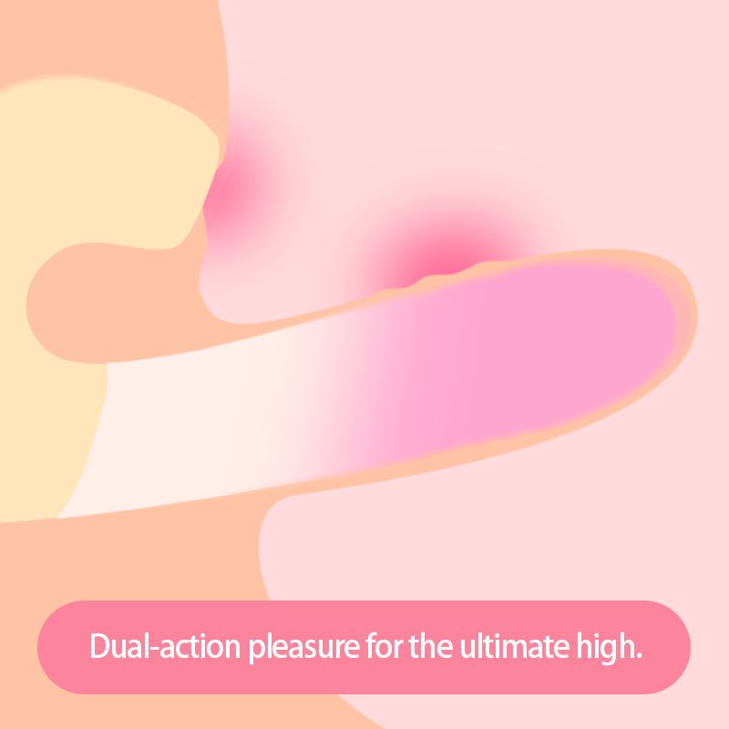 Вібратор-кролик із фрикцією Zemalia Sweet Flame та вакуумним стимулятором + APP, градієнтний рожевий вид 11