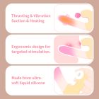 Вібратор-кролик із фрикцією Zemalia Sweet Flame та вакуумним стимулятором + APP, градієнтний рожевий вид 14