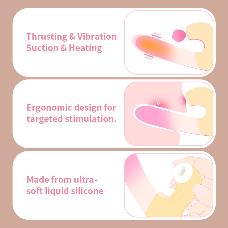 Вібратор-кролик із фрикцією Zemalia Sweet Flame та вакуумним стимулятором + APP, градієнтний рожевий вид 14