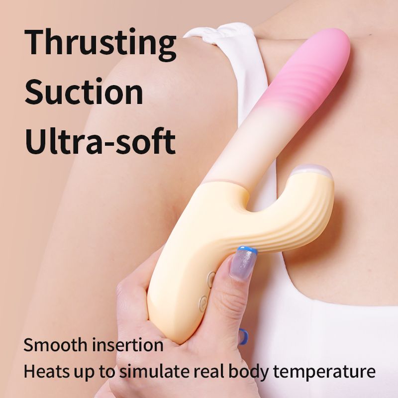 Вібратор-кролик із фрикцією Zemalia Sweet Flame та вакуумним стимулятором + APP, градієнтний рожевий вид 16