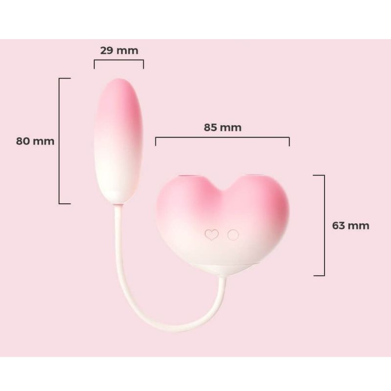 Виброяйцо с вакуумным стимулятором Zemalia Tao Tao Teng и язычком, 3 в 1, + APP, градиент розовый вид 8