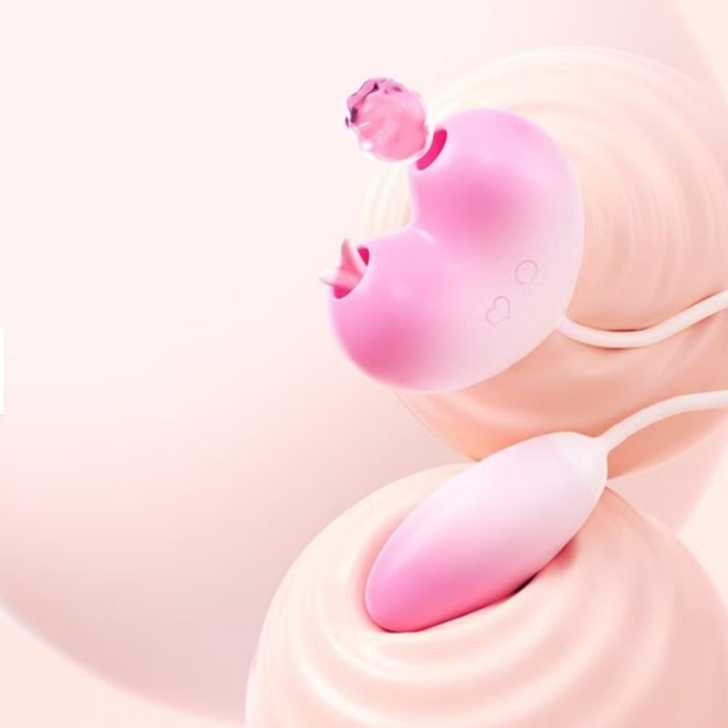 Виброяйцо с вакуумным стимулятором Zemalia Tao Tao Teng и язычком, 3 в 1, + APP, градиент розовый вид 10