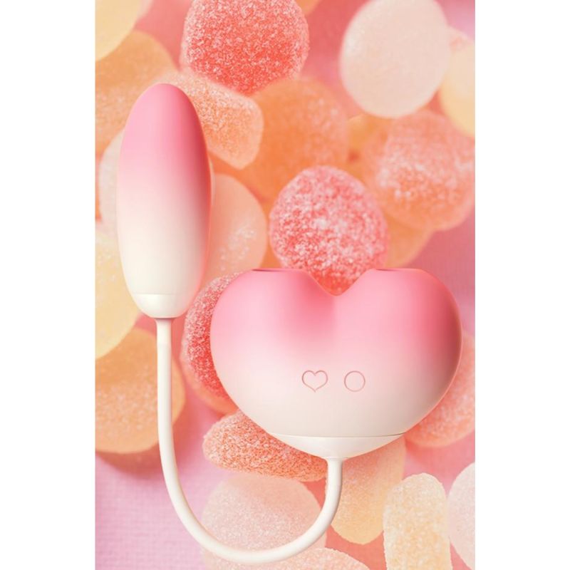 Віброяйце з вакуумним стимулятором Zemalia Tao Tao Teng та язичком, 3 в 1, + APP, градієнтний рожевий вид 11