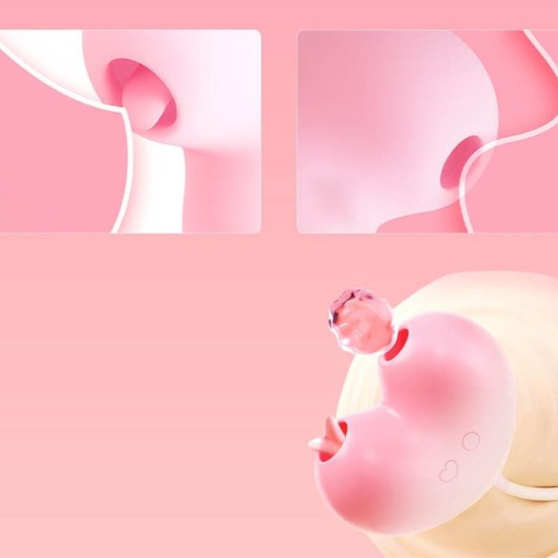 Віброяйце з вакуумним стимулятором Zemalia Tao Tao Teng та язичком, 3 в 1, + APP, градієнтний рожевий вид 15