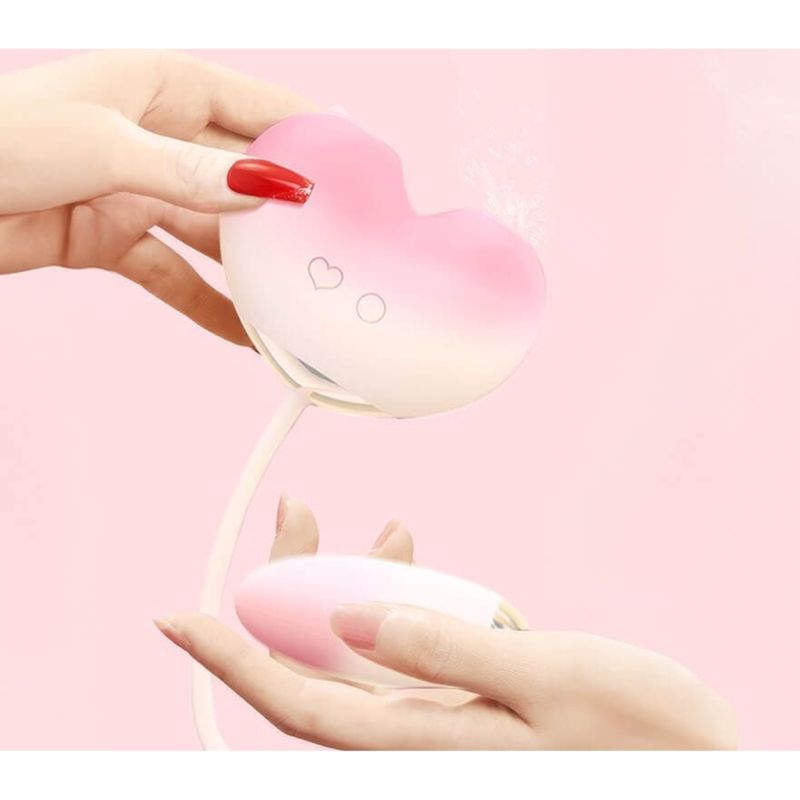 Віброяйце з вакуумним стимулятором Zemalia Tao Tao Teng та язичком, 3 в 1, + APP, градієнтний рожевий вид 16