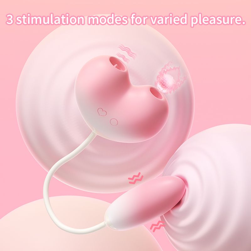 Виброяйцо с вакуумным стимулятором Zemalia Tao Tao Teng и язычком, 3 в 1, + APP, градиент розовый вид 21