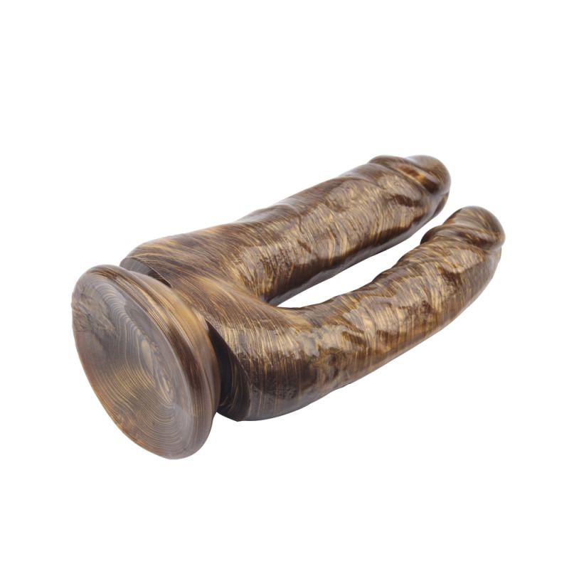 Фаллоимитатор двойной реалистичный Chisa Dark Muscle на присоске, золото вид 8