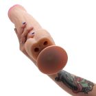 Фалоімітатор Гігант реалістичний на присосці EGZO FS01 з отворами в мошонці для віброкуль вид 7