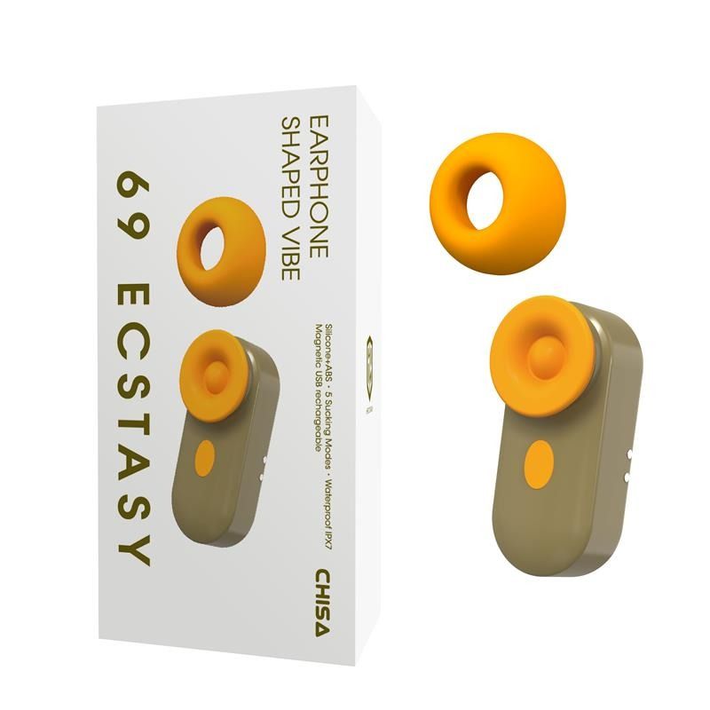 Вакуумный стимулятор в виде наушника Сhisa 69 ECSTASY серо-оранжевый вид 2