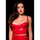 Топ глянцевый OhMyG! Tokyo с молнией спереди, красный, L-XL вид 3