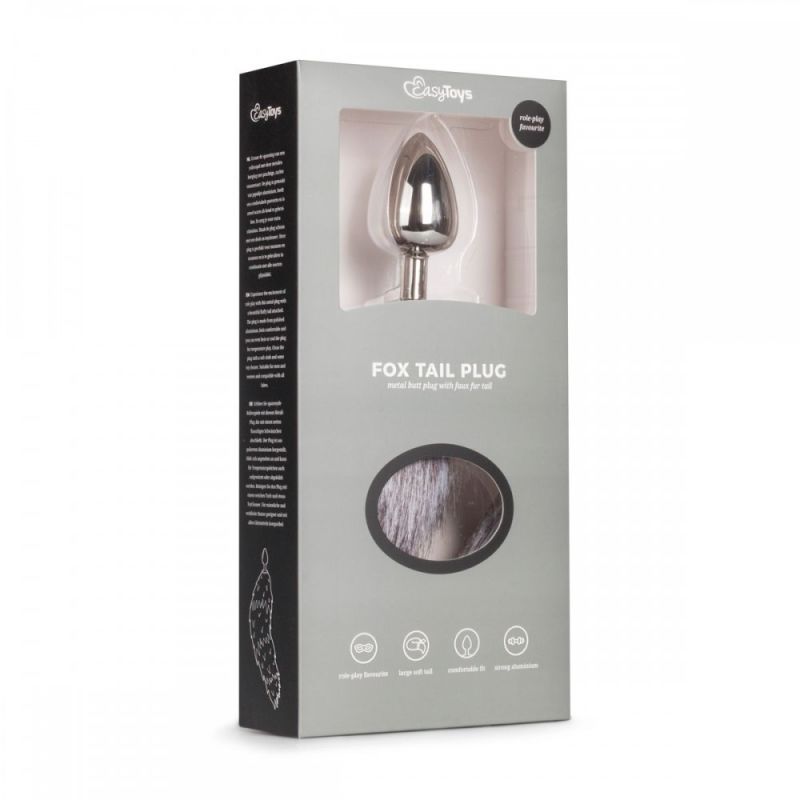 Анальна пробка метал з хвостиком Fox Tail Plug Easy Toys, Розмір L вид 5