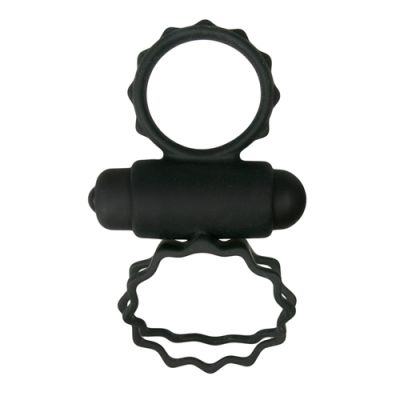 ET355BLK Эрекционное кольцо двойное Duo Cockring с вибро, черное