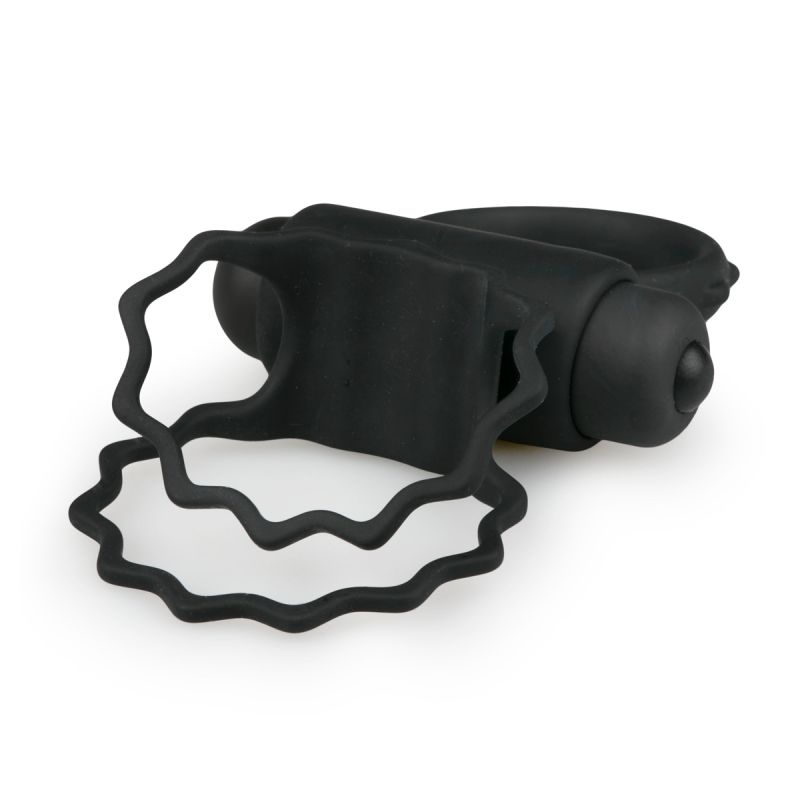ET355BLK Эрекционное кольцо двойное Duo Cockring с вибро, черное вид 4