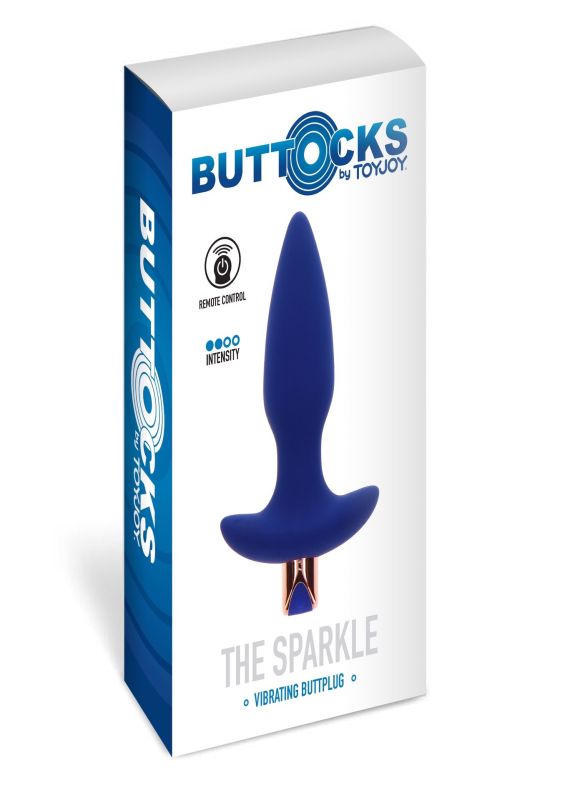 Анальная пробка с вибрацией Toy Joy Sparkle Buttplug с дистанционным управлением, синий вид 8