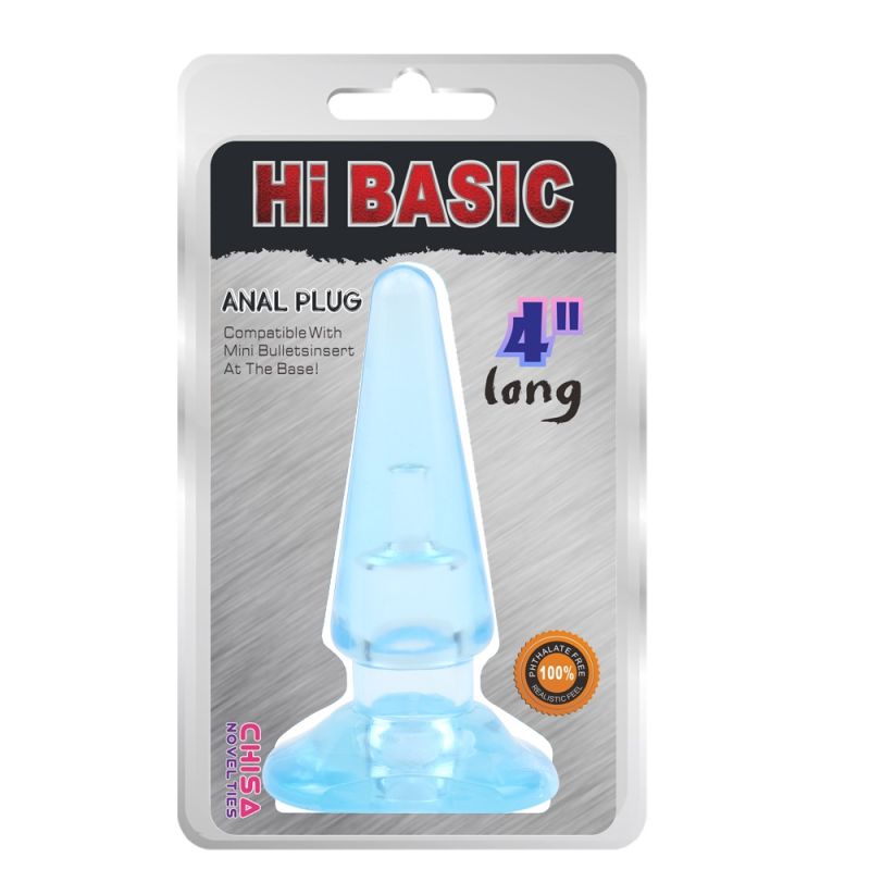 Анальна пробка без вібро Chisa Hi-Basic 11 см/4 см, блакитний вид 5