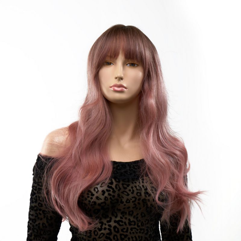 Перука довга хвиляста з чубчиком Fetish Hair омбре рожевий, 65 см вид 2