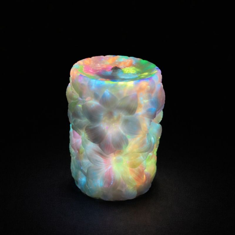 Свеча низкотемпературная люминесцентная GlowKink с цветочным тиснением, VIP, разноцветная, 220 г вид 6