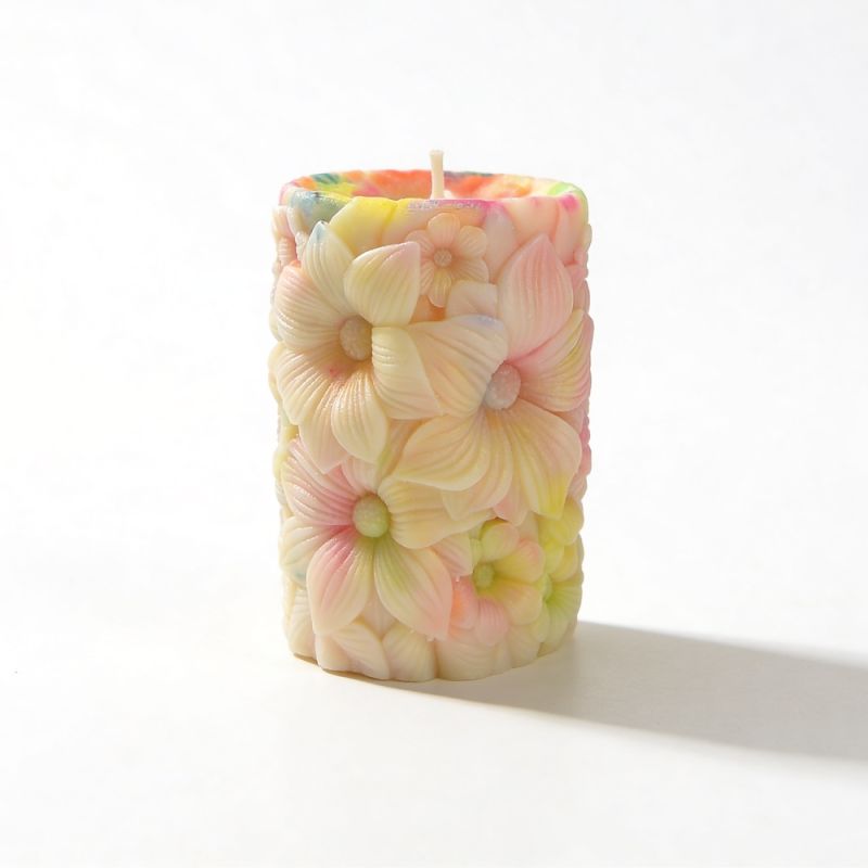 Свічка низькотемпературна люмінесцентна GlowKink з квітковим тисненням, VIP, різнокольорова, 220 г вид 7