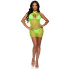 Сексуальное платье в крупную сетку Leg Avenue, OS, ярко-зеленое вид 7