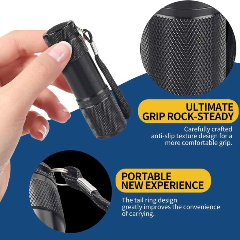 Ультрафиолетовый светодиодный фонарик, чёрный, 8.7 х 2.5 см вид 4