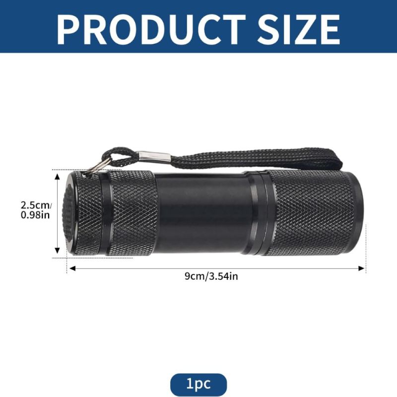 Ультрафиолетовый светодиодный фонарик, чёрный, 8.7 х 2.5 см вид 7