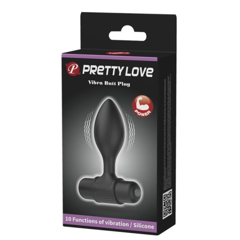 Анальная пробка с вибрацией Pretty Love, черная, 8.6 х 2.7 см вид 3