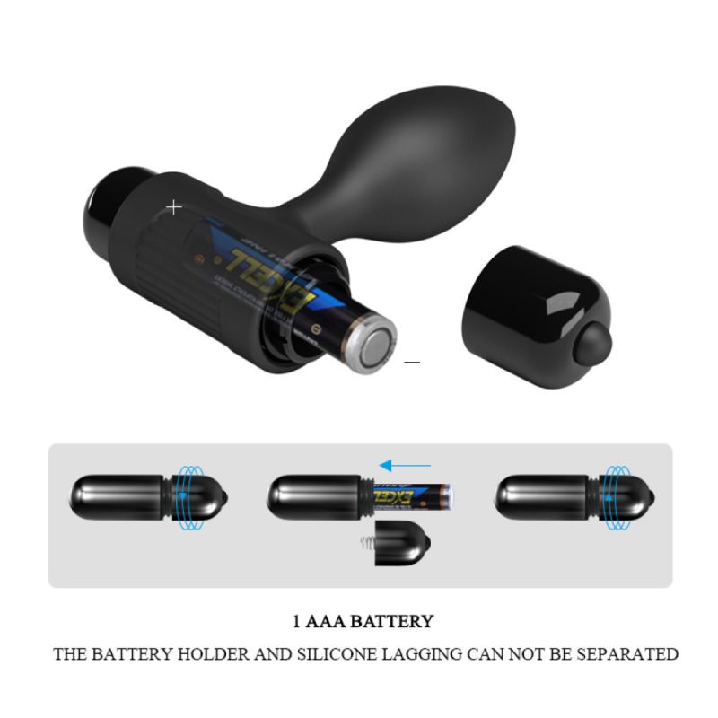 Анальная пробка с вибрацией Pretty Love, черная, 8.6 х 2.7 см вид 9