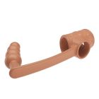 Насадка на член и мошонку Pretty Love с анальным стимулятором, бежевая, 18.2 х 2–2.6 см вид 6