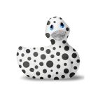Уточка вибратор I Rub My Duckie белая в черный горох вид 2
