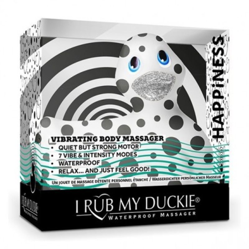 Уточка вибратор I Rub My Duckie белая в черный горох вид 3