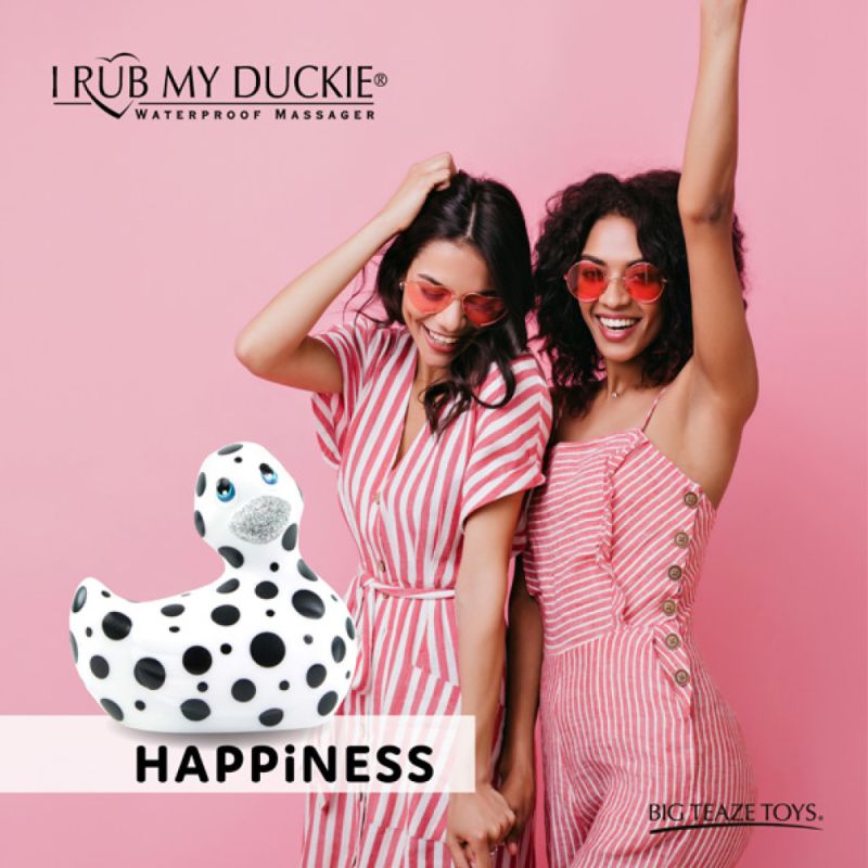 Уточка вибратор I Rub My Duckie белая в черный горох вид 9