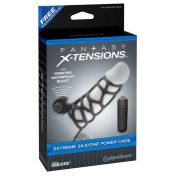 Ерекційна вібронасадка на пеніс Pipedream Fantasy X-tensions з кільцем на мошонку, чорна