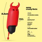 Мини-вибратор вибропуля с насадкой Crushios O-Pet Devil красного цвета, 9.2 х 2.5 см вид 7