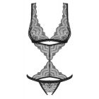 Мереживне боді з відкритим доступом Obsessive Firella teddy black S/M вид 6