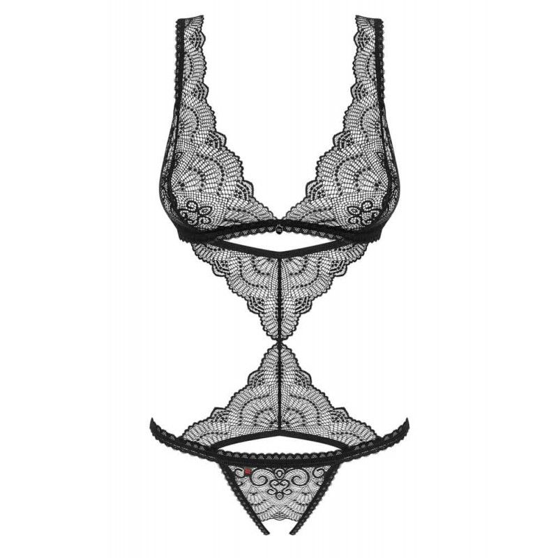 Мереживне боді з відкритим доступом Obsessive Firella teddy black S/M вид 6