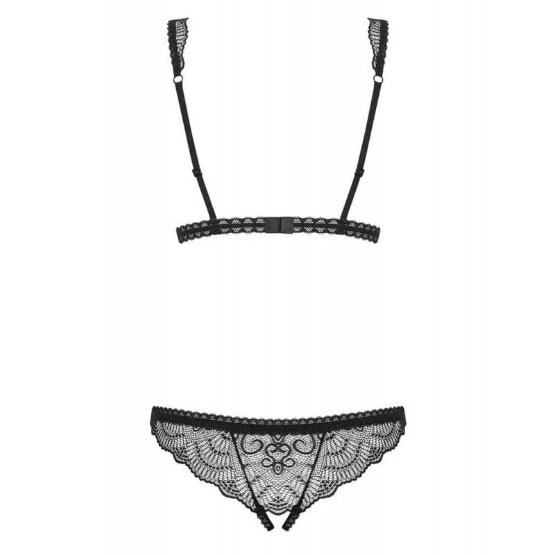 Мереживне боді з відкритим доступом Obsessive Firella teddy black S/M вид 7