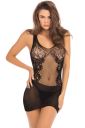Платье полупрозрачное с узорами без рукавов Rene Rofe Lace Fantasy, черное, One Size
