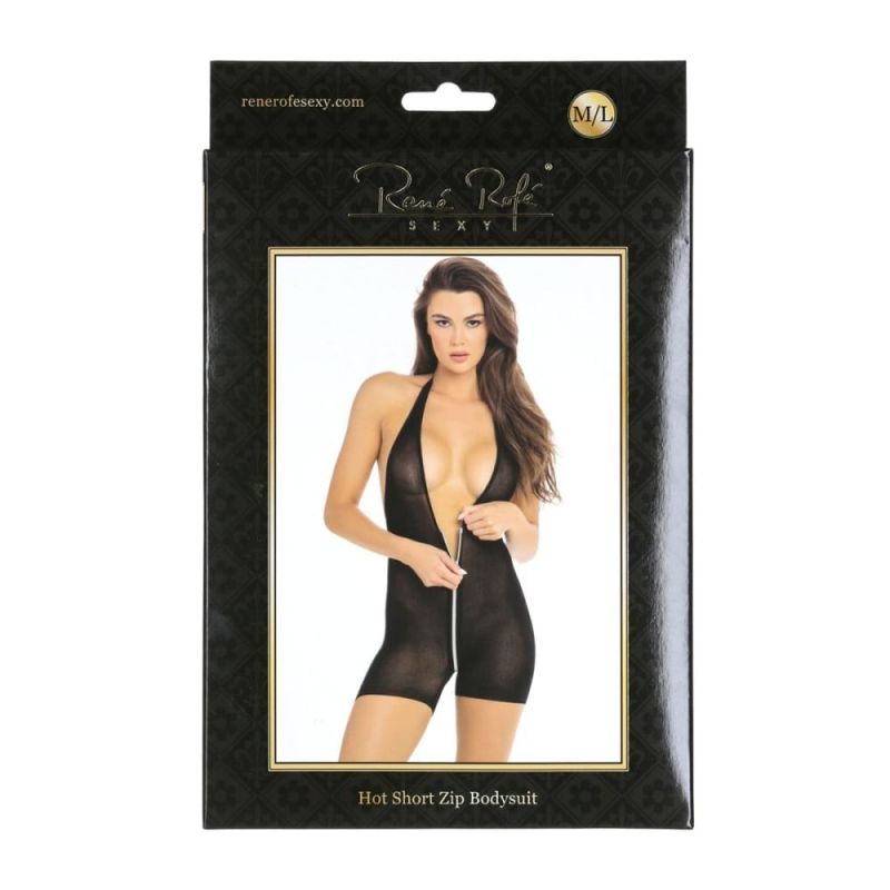 Боди на молнии Rene Rofe Hot Short Zip Bodysuit, черный, S/М вид 4