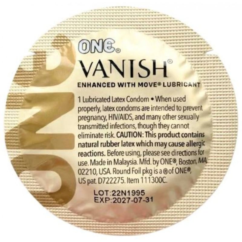 Набор ультратонких латексных презервативов One Vanish Hyperthin (цена за 5 шт.) вид 4