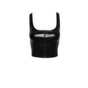 Топ еротичний вініловий зі зміїним тисненням M F275 Noir Handmade, чорний