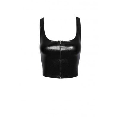 Топ еротичний вініловий зі зміїним тисненням M F275 Noir Handmade, чорний