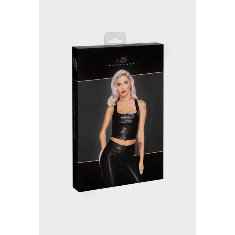 Топ еротичний вініловий зі зміїним тисненням M F275 Noir Handmade, чорний вид 6
