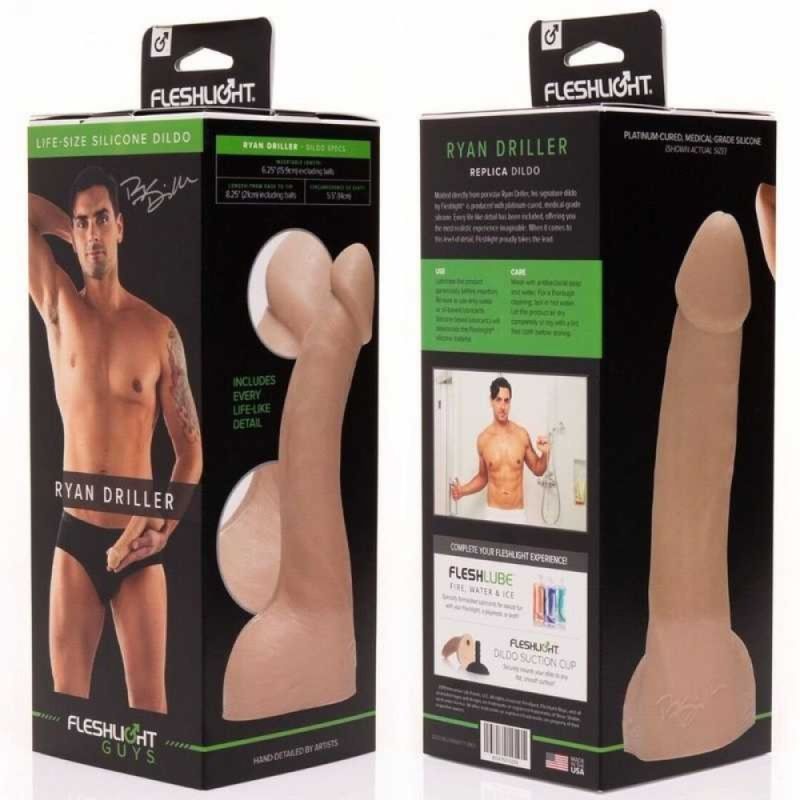 Фалоімітатор з мошонкою реалістичний Fleshjack Guys-Ryan Driller Dildo, бежевий вид 9