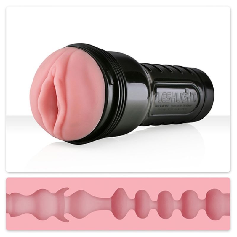Мастурбатор вагіну в колбі Fleshlight Pink Lady Mini-Lotus, з рельєфом, кібершкіра, бежевий вид 2