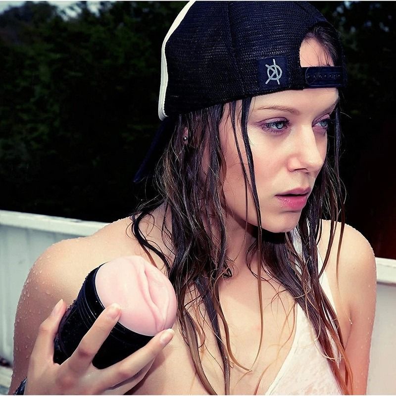 Мастурбатор вагіну в колбі Fleshlight Pink Lady Mini-Lotus, з рельєфом, кібершкіра, бежевий вид 8