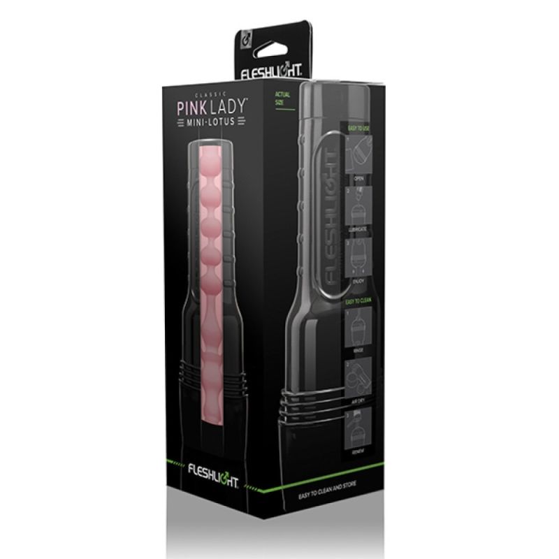 Мастурбатор вагина в колбе Fleshlight Pink Lady Mini-Lotus, с рельефом, киберкожа, бежевый вид 10