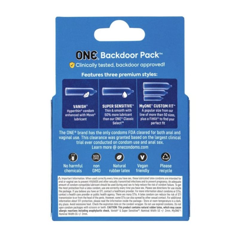 Презервативи універсальні ONE Backdoor Pack для вагінального та анального сексу (ціна за упаковку, 3 шт.) вид 3