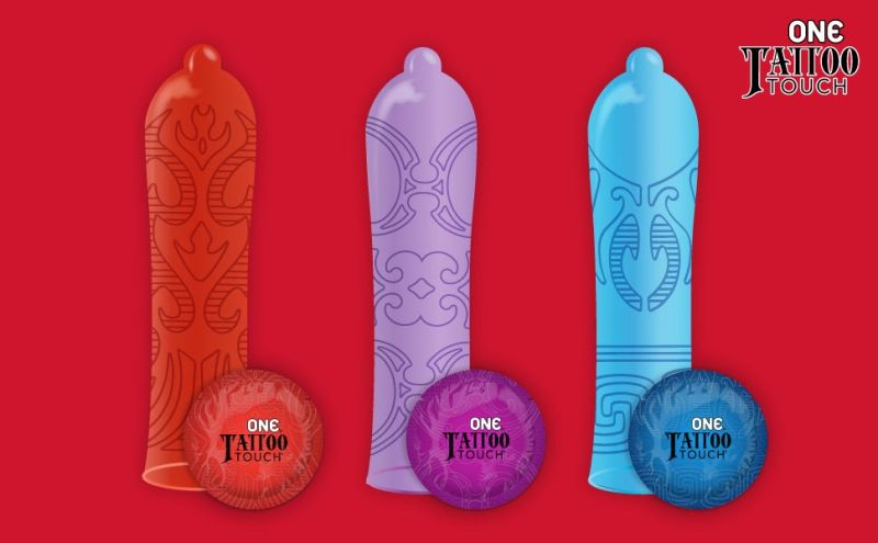 Набір презервативів з рельєфом у вигляді татуювання ONE Tattoo Touch (ціна за упаковку, 3 шт) вид 5