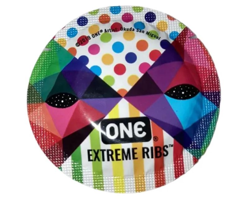 Набор латексных ребристых презервативов One Extreme Ribs в разном дизайне (цена за 5 шт.) вид 3