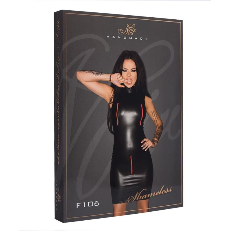 Сукня з червоними декоративними блискавками Noir Handmade F106 з вінілу, S вид 5